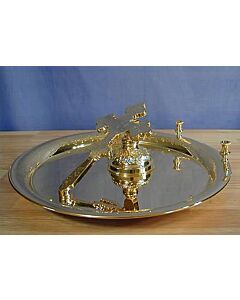 Gold-plated tray and Cross set