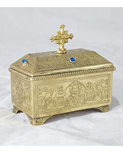 Small lacquered brass rectangular Artophorion (Pyx)