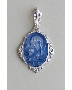 Sterling silver pendant (Theotokos medium-ellipse) w/enamel (14 x 17)