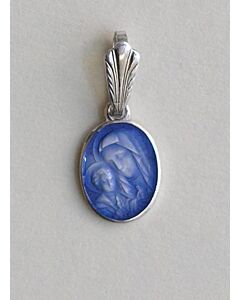 Sterling silver pendant (Theotokos medium-ellipse) w/enamel
