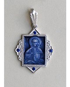 Sterling silver pendant (Savior Pantocrator) w/enamel 