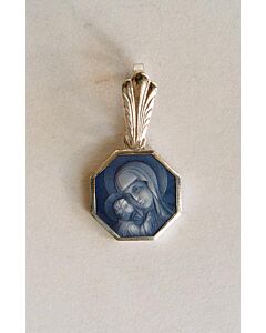 Sterling Silver and Enamel Octagonal Pendant (Theotokos)