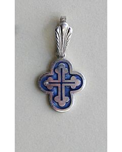 Sterling Silver Rounded Cross w/Enamel (10 X 12mm)