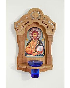 Carved shrine with Icon of Christ