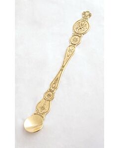 Lacquered brass engraved Communion spoon