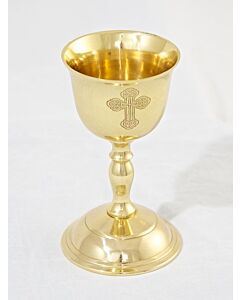 Lacquered brass wedding chalice with engraved Cross