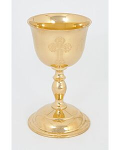 Gold-plated brass wedding Chalice with engraved Cross