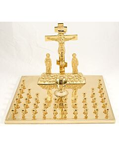 Large lacquered brass Panikhida tray