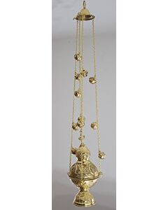 Lacquered brass censer with bells