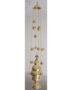 Lacquered brass censer with bells