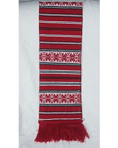 Red Icon scarf with black and white accents