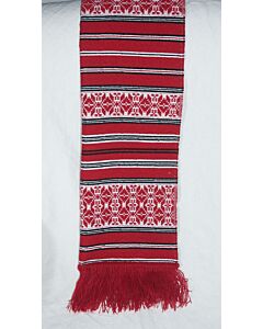Red Icon scarf with black and white accents