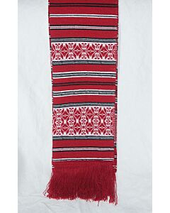 Red Icon scarf with black and white accents