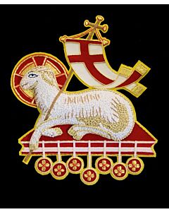 “F.144” Agnus Dei Couchant Metallic Embroidered Appliqué