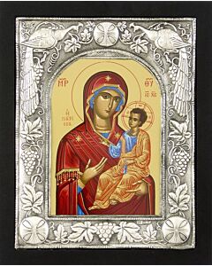Icon of the Mother of God with Sterling Silver Riza Border