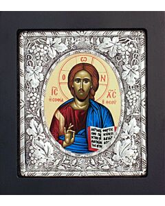Icon of the Lord Jesus Christ, “The Wisdom of God,” with Sterling Silver “Grapevines” Riza