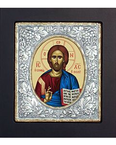 Icon of the Lord Jesus Christ, “The Wisdom of God,” with Sterling Silver “Grapevines” Riza with Gold Accents