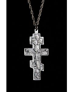 Sterling silver 3-bar pectoral Cross with chain