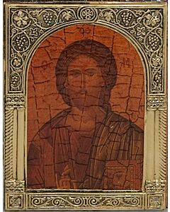 Small brass-framed Icon of Christ