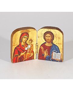 Diptych Icon on Wood, Stained, 2-3/4 X 1-3/4 Open