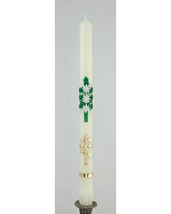 Paschal tribar candle, raised wax