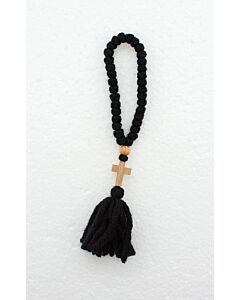 33-knot black floss prayer rope with Roman cypress-wood Cross