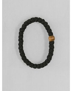 33-knot black woollen wrist prayer rope with myrtlewood bead
