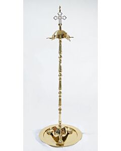 Lacquered brass censer and processional torch stand with Cross