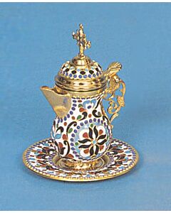 Gold-Plated and Enamelled Zeon with Tray
