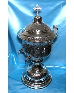 Embossed chrome-plated holy water font