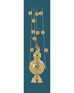 Gold-Plated Censer with Bells and Enamel Cross Medallions