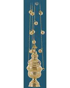 Gold-Plated Censer with Bells and Enamel Cross Medallions