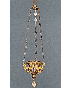 Gold-plated vigil lamp with enamel