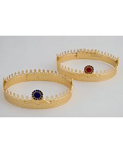 Gold-plated wedding crowns with glass stone roundels