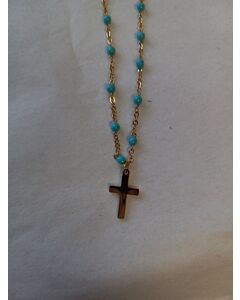 Neck Cross w/Teal Accent Chain