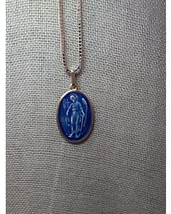 Sterling Silver and Enamel Pendant of Guardian Angel