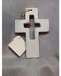 Distressed White Wood Wall Cross