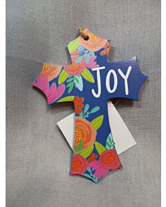 Joy Floral Wood Wall Cross