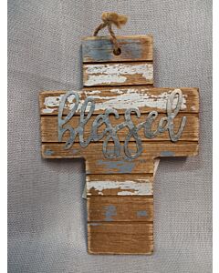 Blessed Distressed Wood Wall Cross