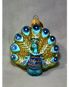 Festive Peacock Glass Christmas Ornament