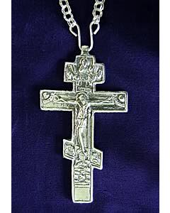 Sterling silver three-barred Russian pectoral Cross