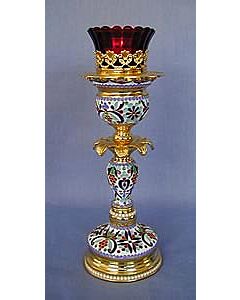 Gold-plated and enamelled Holy Table lamp