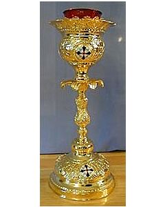 Gold-plated and enamelled Holy Table lamp