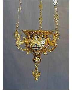 Gold-plated vigil lamp with enamel