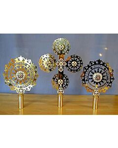 Small Gold-Plated and Enamelled Processional Cross and Fans