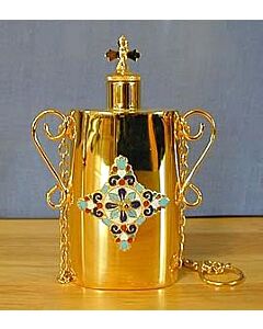 Gold-plated myrrh container with enamel