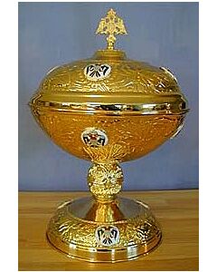 Gold-plated and enameled Artoklasia bowl and lid - SPECIAL ORDER!