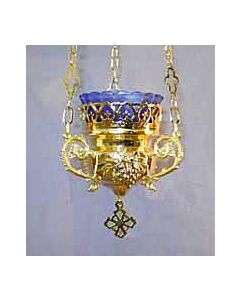 Gold-plated vigil lamp with grape design