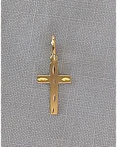 14K Gold Cross Diamond-Cut Solid 1/2"