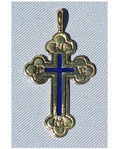 Greek Baptismal Cross (14k gold with blue enamel)